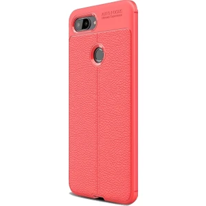 DVR Xiaomi Mi 8 Lite Kılıf Silikon Özel Karbon Niss Deri Görünümlü (Kırmızı)