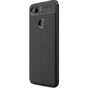 DVR Xiaomi Mi 8 Lite Kılıf Silikon Özel Karbon Niss Deri Görünümlü (Siyah) + Cam Ekran Koruyucu
