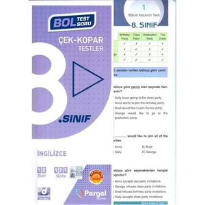 Pergel Yayınları 8. Sınıf İngilizce Çek Kopar Testler