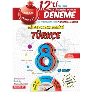 Nartest Yayınevi 8. Sınıf Nar Türkçe 12 Deneme Sınavı (7 Sarmal + 5 Genel)