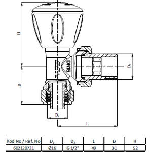 Eca Rv3 Köşe Radyatör Vanası  Pex  1/2 X 16 Mm