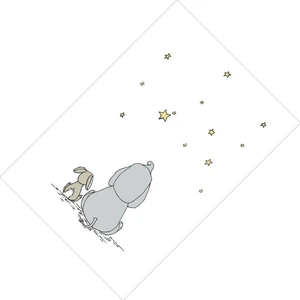 Cici Tasarım Beyaz Zemin Fil Tavşan ve Yıldızlar Erkek Çocuk Tasarımsı-133x190