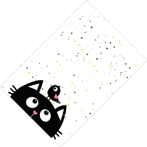 Cici Tasarım Noktalı Zemin ve Siyah Kedi Kız Çocuk Tasarımsı-160x230