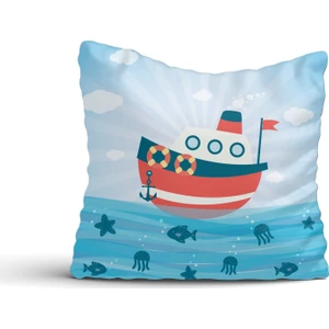 Cici Odam Gemi ve Deniz Temalı Kırlent Kılıfı-45x45