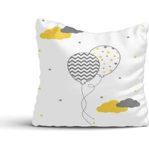 Cici Odam Desenli Balonlar ve Renkli Bulutlar Kırlent Kılıfı-45x45