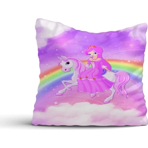 Cici Tasarım Atlı Gökkuşağı Kırlent Kılıfı-42x42