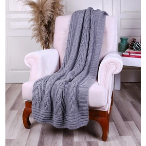 Örgü Battaniye Gri