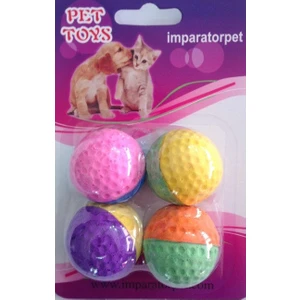 İki Renkli Kedi Oyuncak Sünger Top 4 Lü