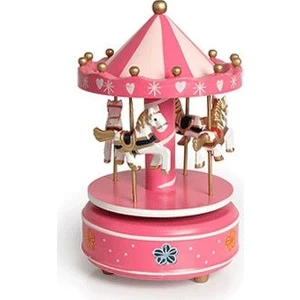 Pi İthalat Nostaljik El Yapımı Atlıkarınca Müzik Kutusu - Pembe