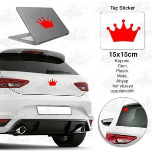 Dizayn Hediye Kral Tacı Taç Kırmızı Sticker - Araç Oto Araba Etiket, Arma, Aksesuar, Modifiye, Tuning