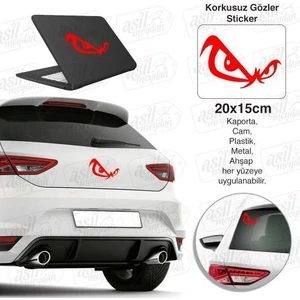 Dizayn Hediye Korkusuz Kızgın Gözler Kırmızı Sticker - Araç Oto Araba Etiket, Arma, Aksesuar, Modifiye, Tuning