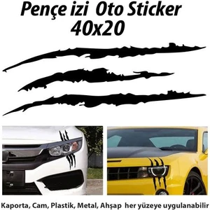 Dizayn Hediye Monster Canavar Pençe İzi Uzun Siyah Sticker - Araba Etiket, Çıkartma - Aksesuar -Modifiye -Arma