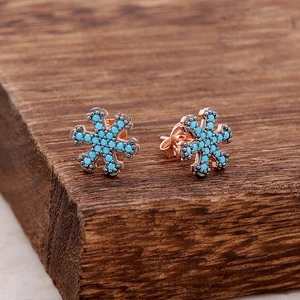 Sümer Telkari Kar Tanesi Rose Gümüş Tasarım Küpe 3789