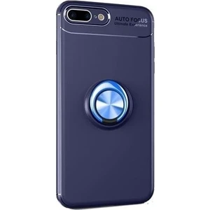 iPhone 7 Plus Kılıf Standlı Yüzüklü Mıknatıslı Kılıf Lacivert
