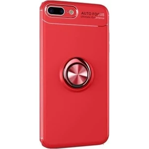 iPhone 7 Plus Kılıf Standlı Yüzüklü Mıknatıslı Kılıf Kırmızı