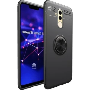 Huawei Mate 10 Lite Kılıf Standlı Yüzüklü Mıknatıslı Kılıf Siyah