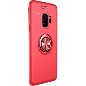 Samsung Galaxy A6 Plus Kılıf Standlı Yüzüklü Mıknatıslı Kılıf Kırmızı