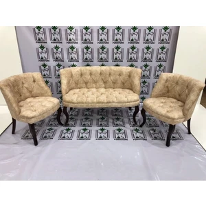 Esertrade Çay Seti Koltuk Takımı Özel Nubuk Kumaş 2+1+1