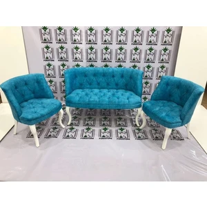 Esertrade Çay Seti Koltuk Takımı Özel Nubuk Kumaş 2+1+1