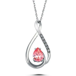 0.06 Karat Pırlanta 1.45 Pembe Taş Pırlanta Kolye Gmy147