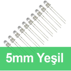 5mm Şeffaf Yeşil LED 10 Adet