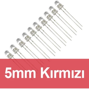 5mm Şeffaf Kırmızı LED 10 Adet