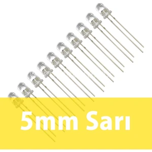 5mm Şeffaf Sarı LED 10 Adet