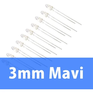 3mm Şeffaf Mavi LED 10 Adet