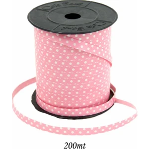 200Mt Şerit Puantiyeli Rafya 8Mm Pembe