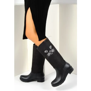 A01025-18 Pembe Potin Kadın Çizme Kara Kedi