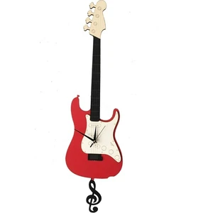 Good Time Büyük Boy Sallanır Sarkaçlı Kırmızı Gitar Duvar Saati