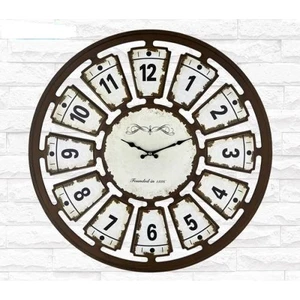 732-13 Dekoratif Fındık Eskitme Duvar Saati 68 cm