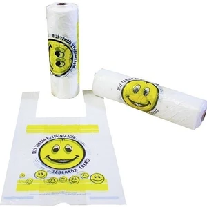 Rulo Hışır Poşet Smile Baskılı Büyük Boy  100'Lü