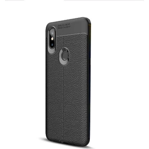 Xiaomi Mi Mix 3 Kılıf Niss Silikon Deri Görünümlü Siyah