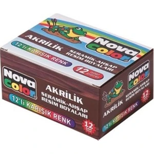 12 Renk Akrilik Boya Şişe Nc-179