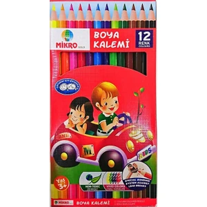 Mikro Gold 12 Renk Tam Boy Kuru Boya Kalemi