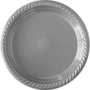 Parti Feneri Gümüş/Gri Plastik Tabak 22 cm 25 Adet