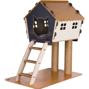Patihomes XL Merdivenli Kedi Evi Tırmalamalı Gri