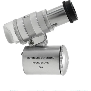 60x Mini Cep Mikroskopu UV Ledli Cam Büyüteç Çantalı - MMK101