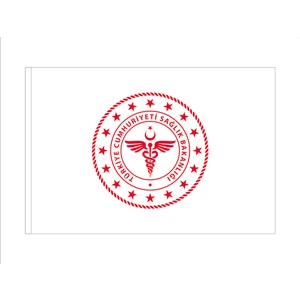 Sağlık Bakanlığı Logolu Bayrak 70x105 cm Dış Mekan Kullanımına Uygun Raşel Kumaş