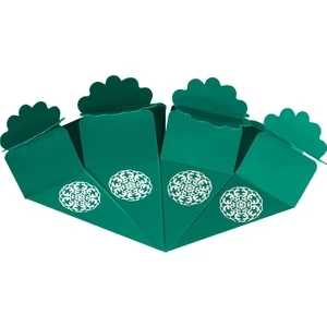 Gümüş Yaldız Baskılı Şeker Külahı Yeşil 24'lü