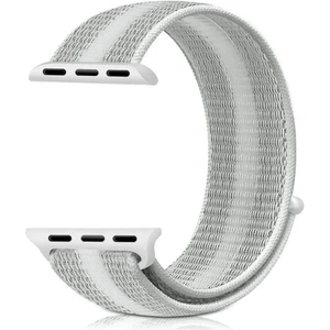 Apple Watch Uyumlu İçin 42-44 mm  Spor Loop Dokuma Kordon  Beyaz Çizgili