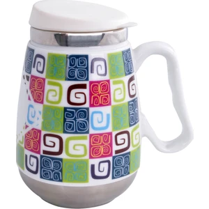 AND-325 B İçi Çelik Dışı Desenli Seramik Kupa Mug 400ml.