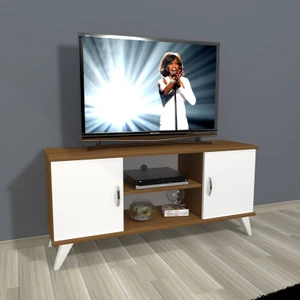 Eko 120 Mdf Retro Tv Ünitesi Tv Sehpası Ceviz Beyaz
