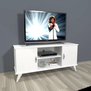 Eko 120 Slm Retro Tv Ünitesi Tv Sehpası Parlak Beyaz