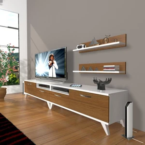Eko 220R Mdf Retro Tv Ünitesi Tv Sehpası Beyaz Ceviz
