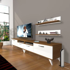 Eko 220R Mdf Retro Tv Ünitesi Tv Sehpası Ceviz Beyaz