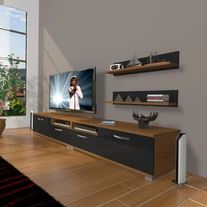 Eko 220R Mdf Tv Ünitesi Tv Sehpası Ceviz Siyah
