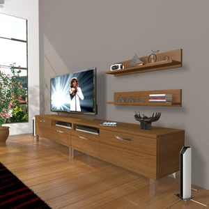 Eko 220R Slm Krom Ayaklı Tv Ünitesi Tv Sehpası Naturel Ceviz
