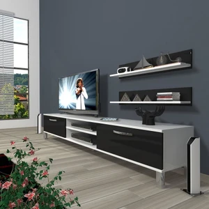 Eko 4 Mdf Dvd Krom Ayaklı Tv Ünitesi Tv Sehpası Beyaz Siyah